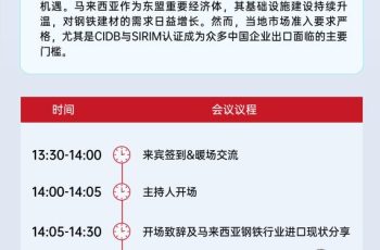 邀您参会！掘金马来西亚钢铁建材新机遇，HQTS汉斯曼携手唐山钢协，这场研讨会不容错过